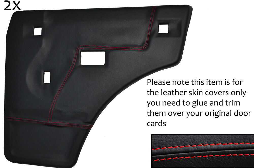 RED STITCH 2X REAR DOOR CARDS COVERS FITS LAND ROVER DISCOVERY 1 200 V8 89-95