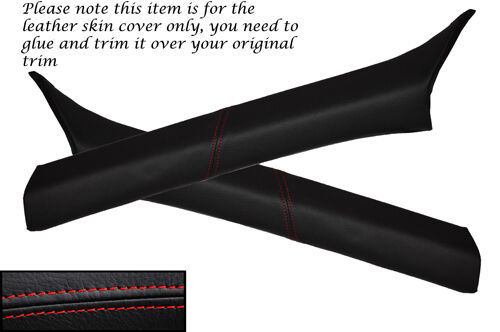 RED STITCH FITS MERCEDES S CLASS SE W126 79-91 2X WINDSCREEN PILLAR LTHR COVERS