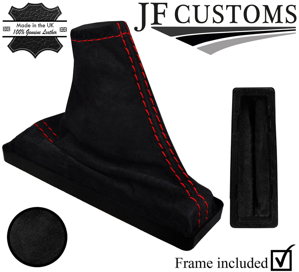 RED STITCH ITALIAN SUEDE HANDBRAKE GAITER+FRAME FITS RANGE ROVER P38 95-02