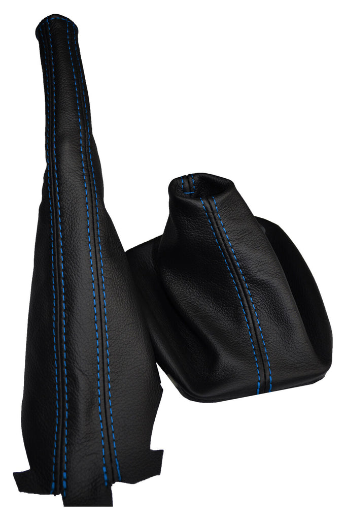 BLUE DOUBLE STITCH FITS VW GOLF MK4 4 IV BORA 98-05 LEATHER GEAR + HANDBRAKE