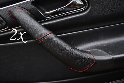 RED STITCHING FITS MERCEDES SLK R170 1996-2003 2X DOOR HANDLE LEATHER COVERS