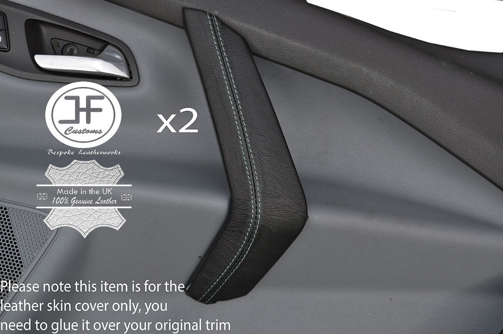 GREY STITCH 2X FRONT DOOR HANDLE SKIN COVERS FITS FORD TRANSIT CUSTOM 2014+