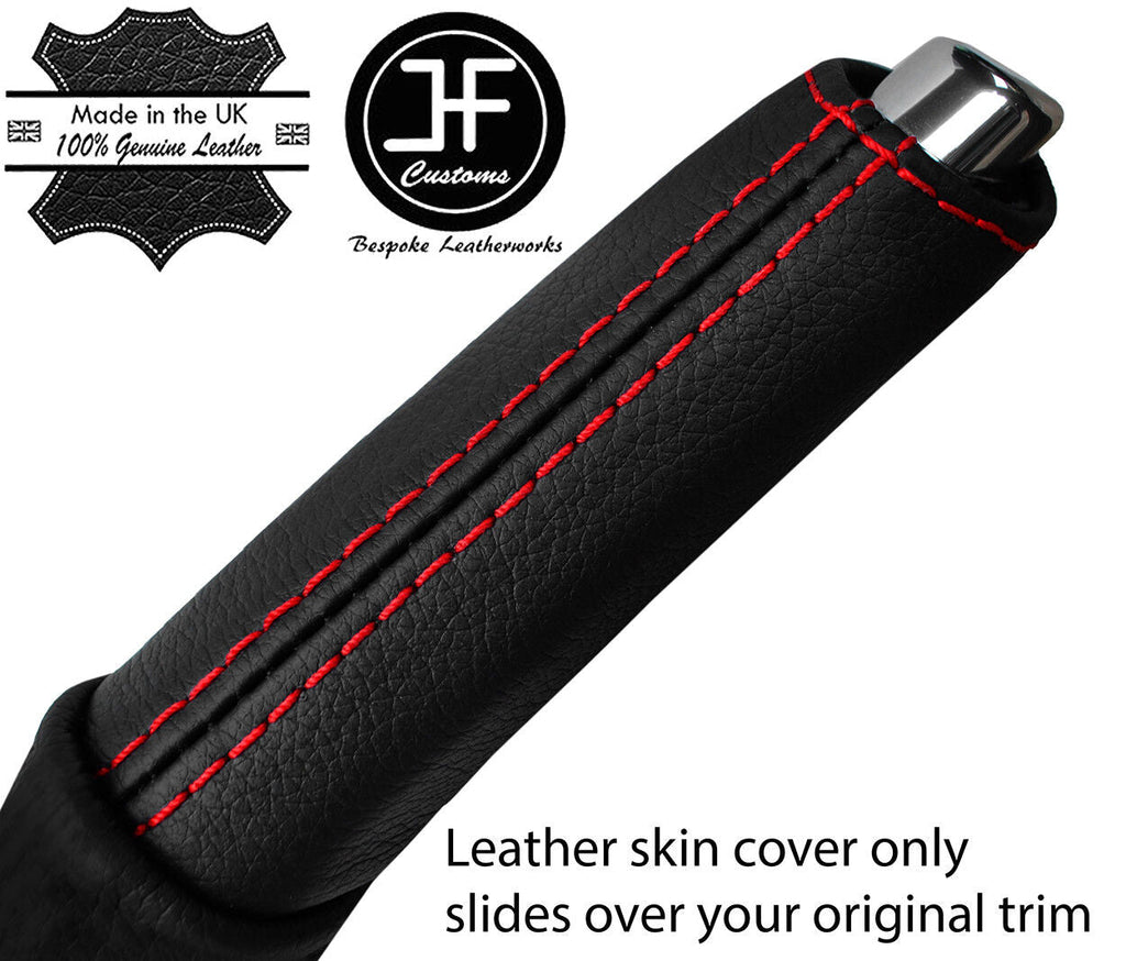 RED STITCH HANDBRAKE HANDLE REAL LEATHER COVER FITS FORD FIESTA 2017-2019