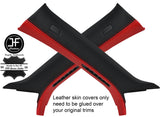 BLACK & RED 2 TONE LEATHER A PILLAR COVERS FITS AUDI TT MK3 COUPE 2015-2019