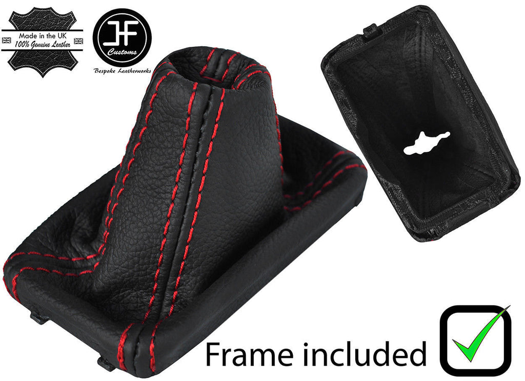 RED STITCH LEATHER AUTOMATIC GEAR GAITER+PLASTIC FRAME FITS VOLVO S90 16-19