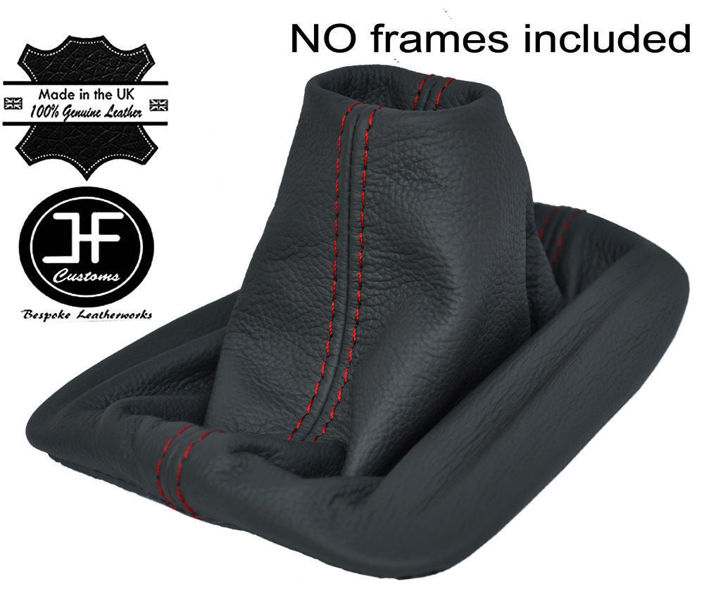 RED STITCHING MANUAL REAL GREY LEATHER GEAR GAITER FITS VW CADDY 2003-2009