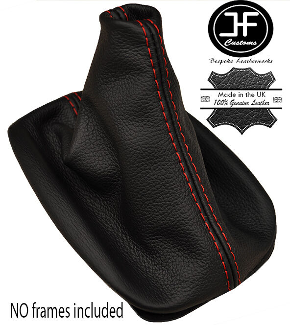 RED STITCH FITS VW GOLF Mk4 1998-2003 5 & 6 SPEED BLACK LEATHER GEAR GAITOR