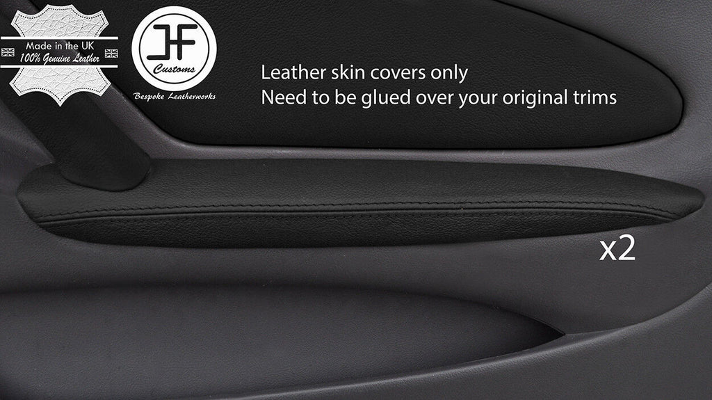 BLACK REAL LEATHER 2X FRONT DOOR ARMREST COVERS FITS TOYOTA CELICA MK7 1999-05