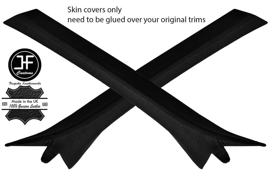 BLACK REAL LEATHER 2X A PILLAR COVERS FOR BMW E36 CONVERTIBLE 1993-1998