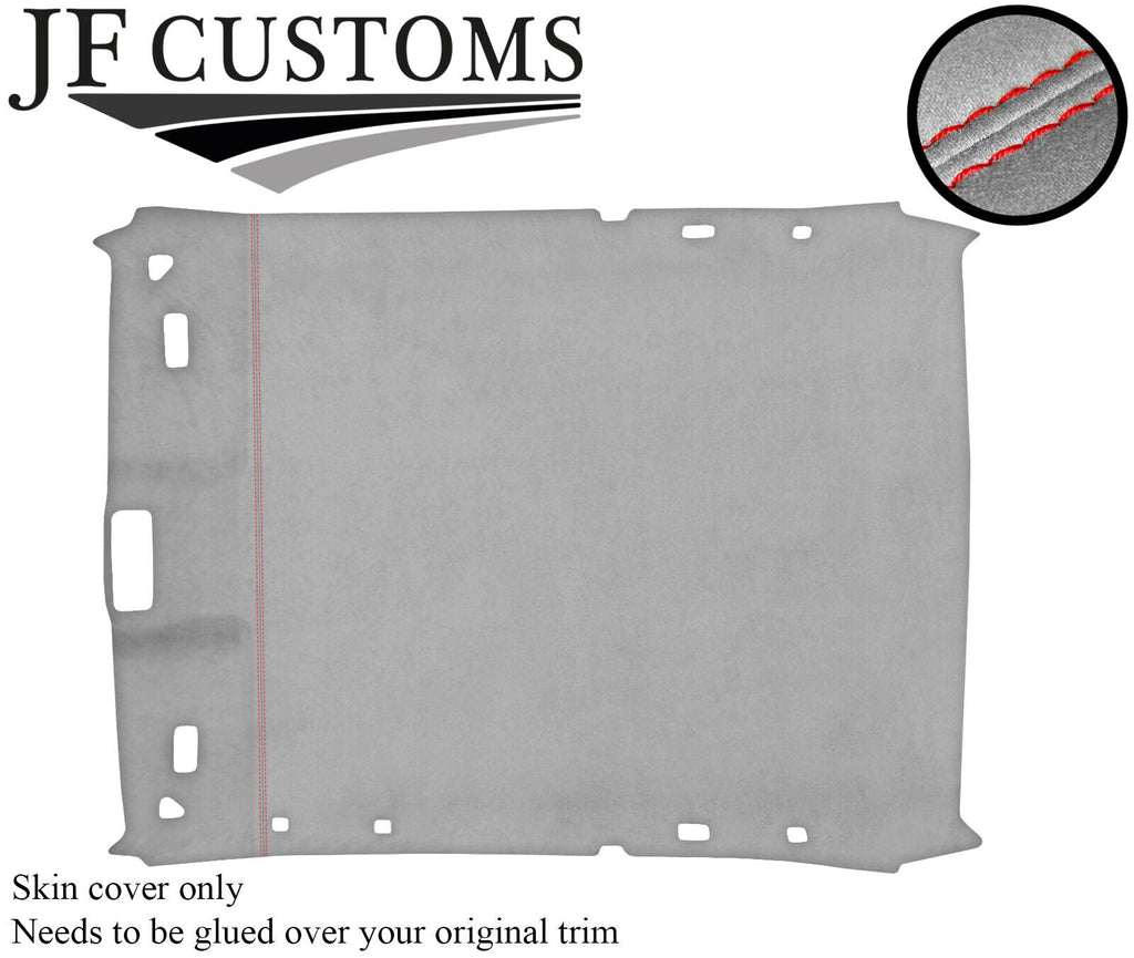 RED STITCH ROOF HEADLINING LINER L GREY LUXE SUEDE COVER FOR BMW E36 COUPE