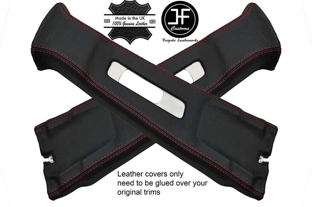 RED STITCH 2X UPPER B PILLAR COVERS FOR SUBARU IMPREZA WRX STI HATCHBACK 08-14