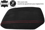 RED STITCHING SLIDING ARMREST LID REAL SUEDE COVER FITS AUDI A5 2008-2015