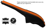 BLACK & ORANGE LEATHER HANDBRAKE GAITER FITS FORD TRANSIT CUSTOM 2013-2016