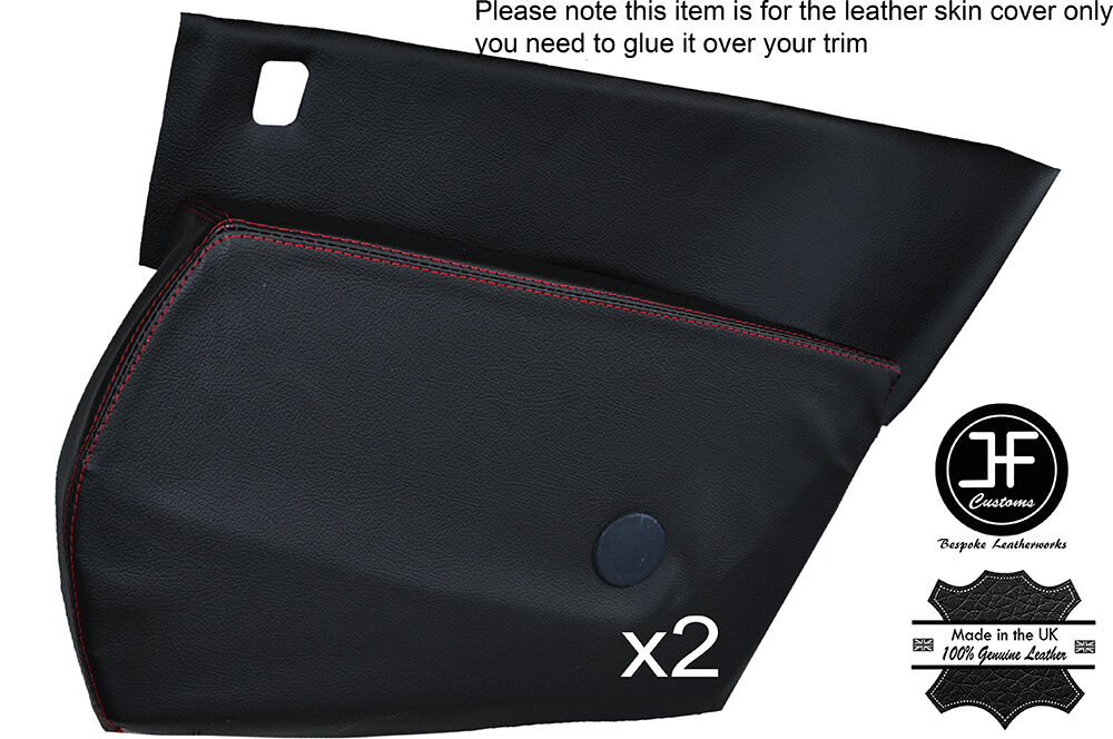 RED STITCH 2X REAR DOOR CARD TRIM LEATHER COVERS FITS BMW 6 SERIES E24