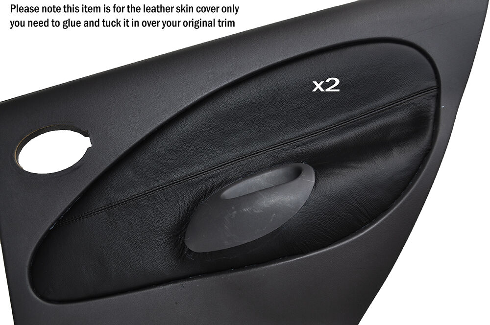 BLACK STITCH 2X REAR DOOR CARD TRIM SKIN COVERS FITS FORD FIESTA MK4 MK5 95-02
