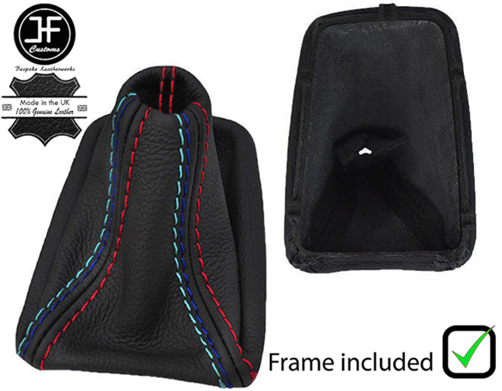 RED & TRI STITCH AUTO LEATHER GEAR GAITER+PLASTIC FRAME FOR BMW E90 E91 E92