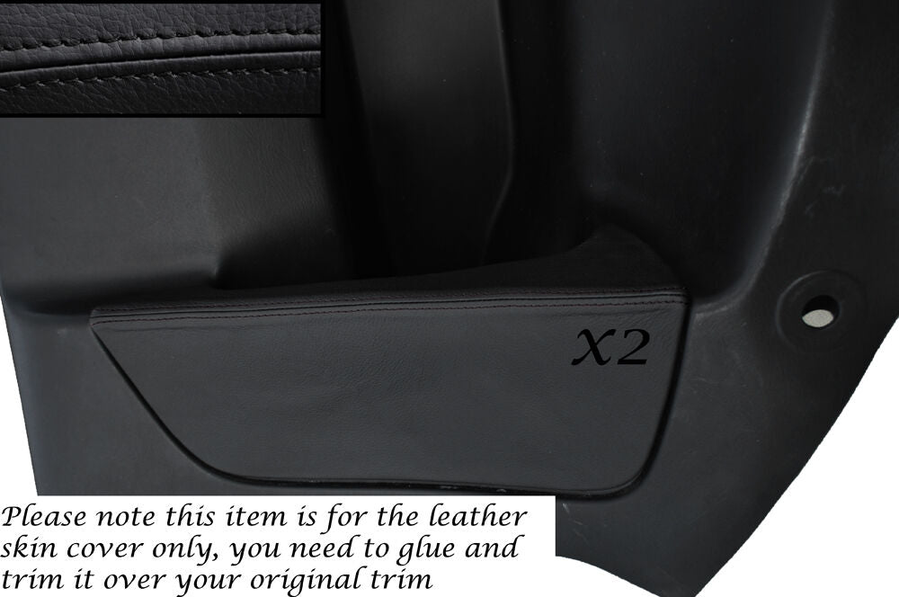 BLACK STITCH 2X REAR DOOR CARD POCKET SKIN COVERS FITS NISSAN 200SX S15 1999+