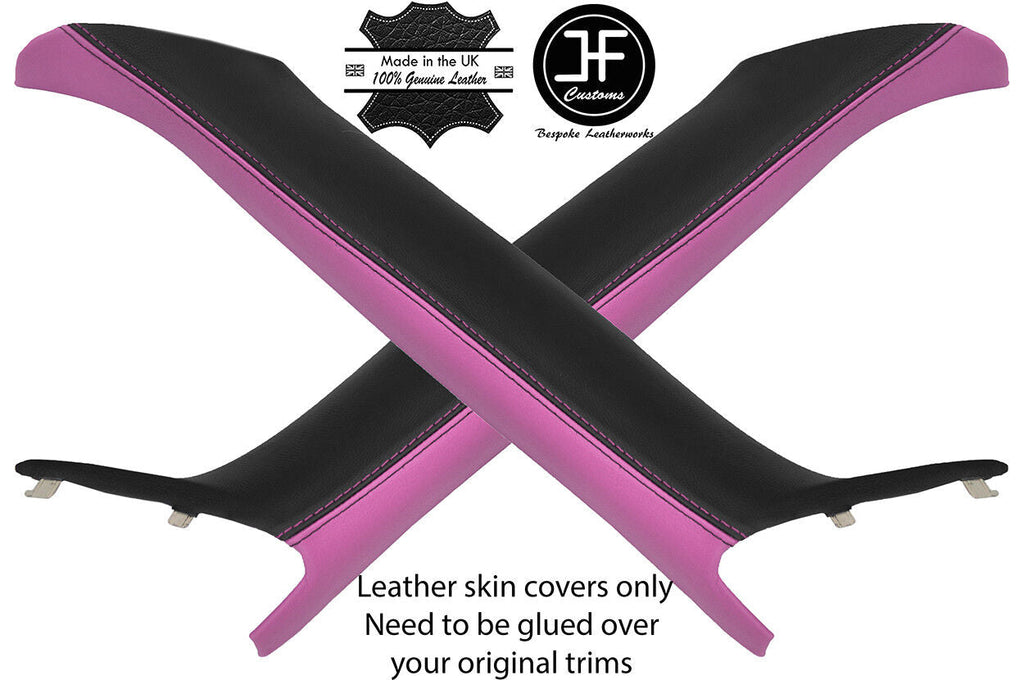 BLACK&PINK 2X A PILLAR 2 TONE LEATHER COVER FOR BMW MINI COOPER R50 R53 01-06