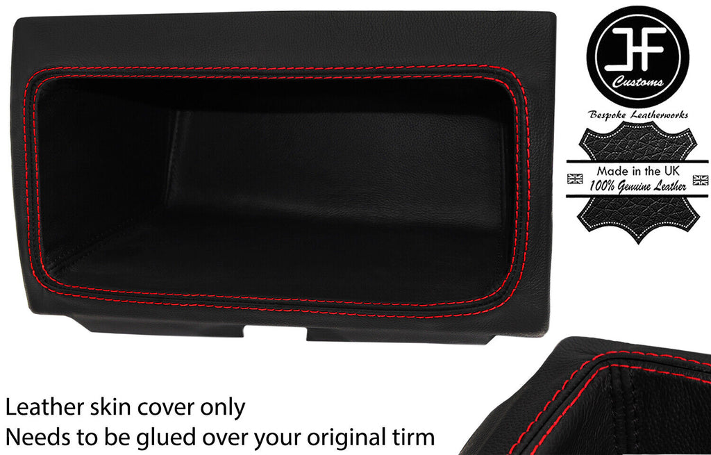 RED STITCH DASH CUBBY BOX LEATHER COVER FITS FORD TRANSIT MK7 2006-2013