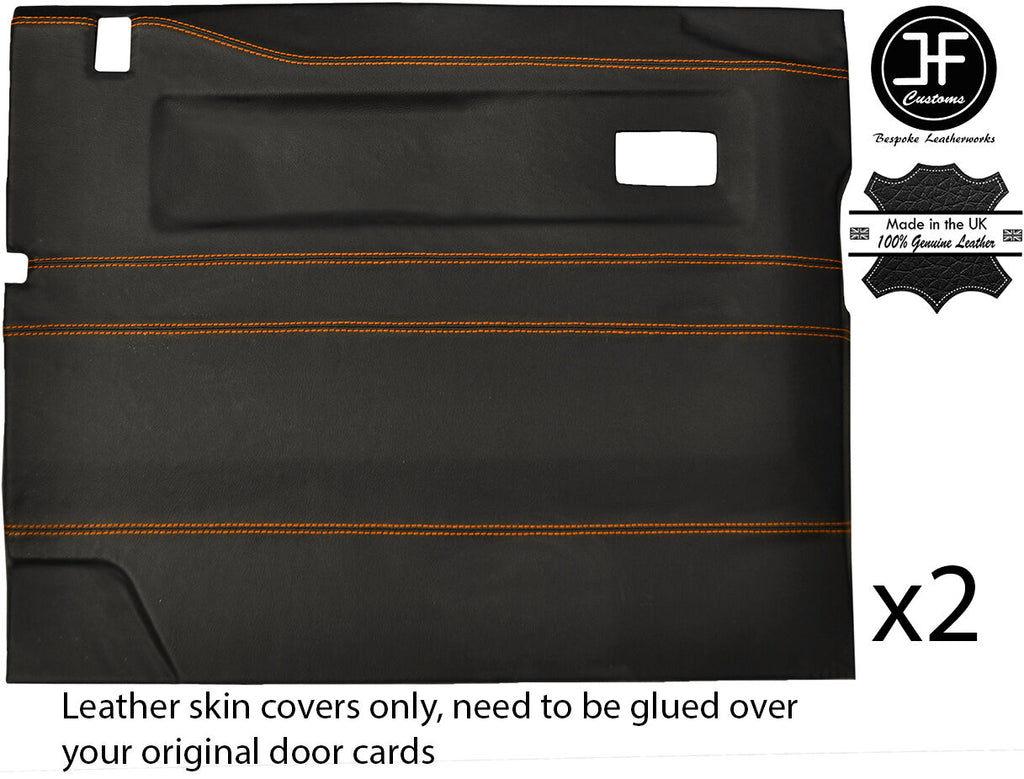 ORANGE STITCH 2X FRONT DOOR CARD COVERS FITS LAND ROVER DEFENDER 90 110 STYLE 2