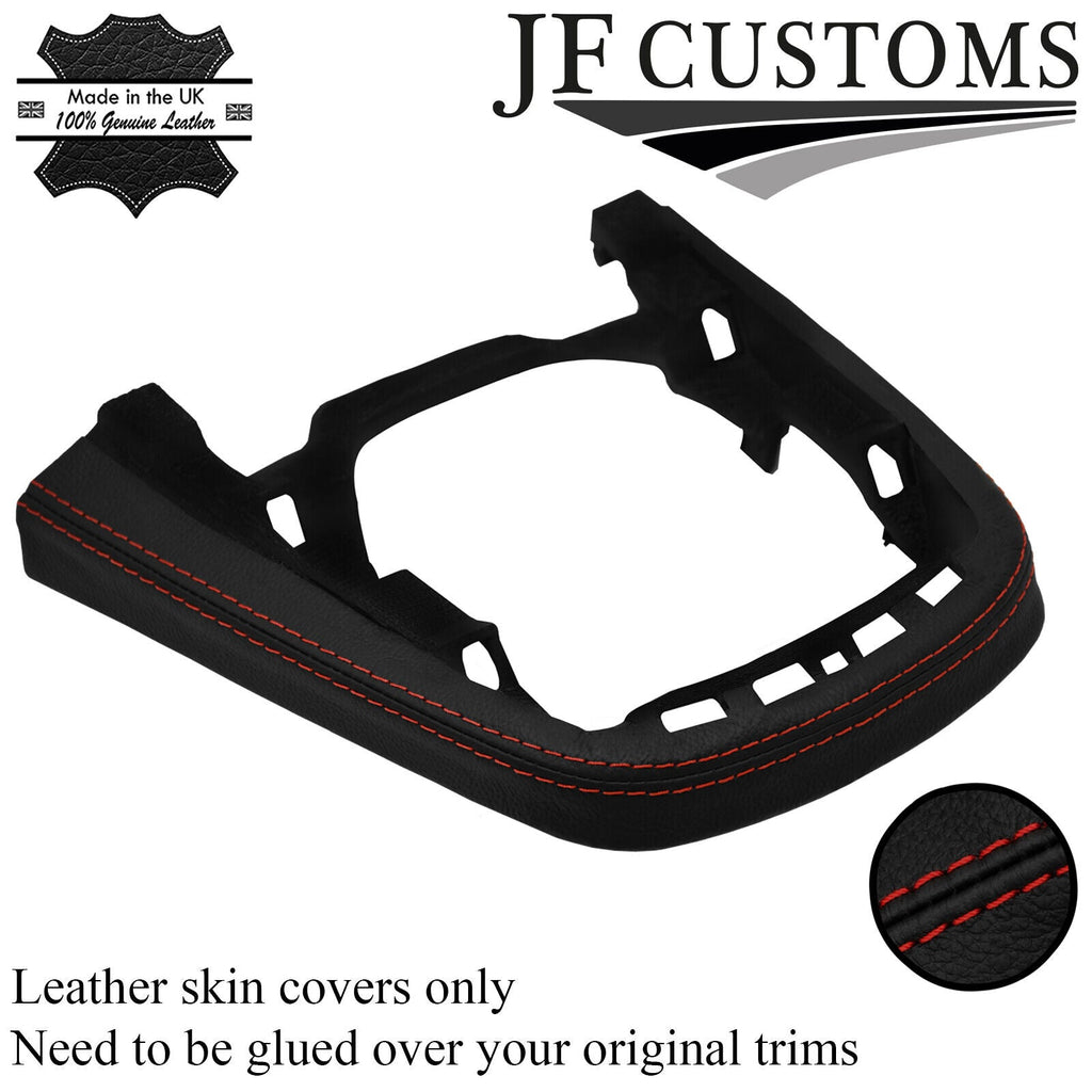 D RED STITCH LEATHER CONSOLE GEAR SURROUND TRIM COVER FOR FORD FIESTA MK6 13-17