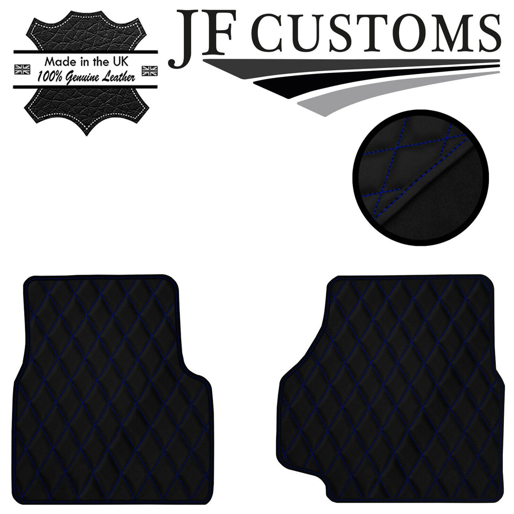 BLUE DIAMOND STITCH VINYL 2X TAILORED FLOOR MAT CARPETS FOR DEFENDER 90 110