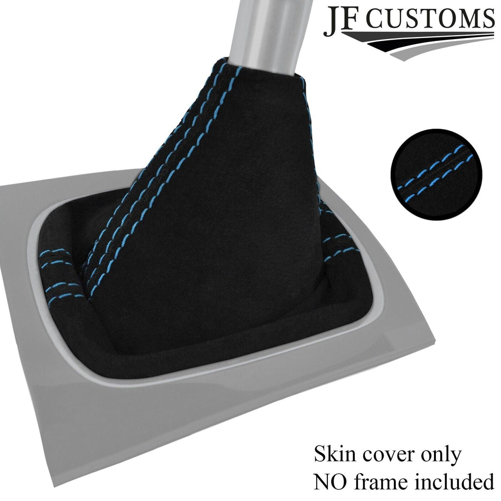 L BLUE STITCHING REAL SUEDE MANUAL GEAR GAITER FITS AUDI A3 8P 2004-2012