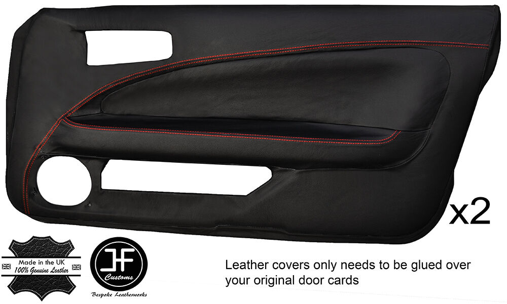 RED STITCHING 2X FULL DOOR CARD LEATHER COVER FITS 200SX S15 SILVIA 1999+