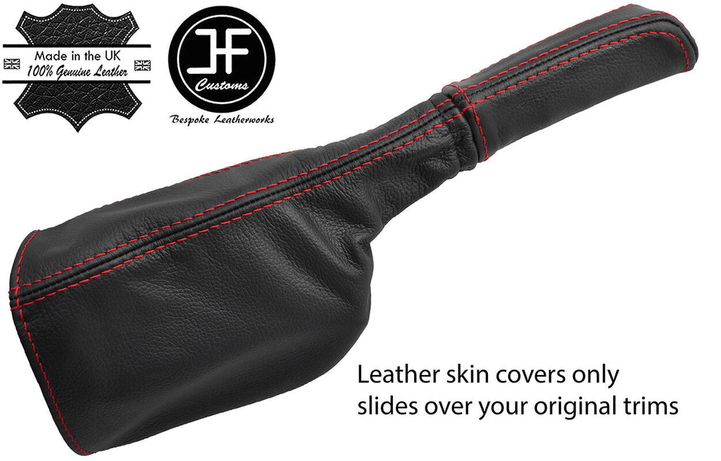 RED STITCH LEATHER HANDBRAKE GAITER+HANDLE COVER FITS DEFENDER 90 110 STYLE 2