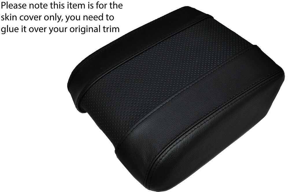 BLACK STICH LEATHER & PERFORATED SKIN ARMREST COVER FITS RANGE ROVER VOGUE L322