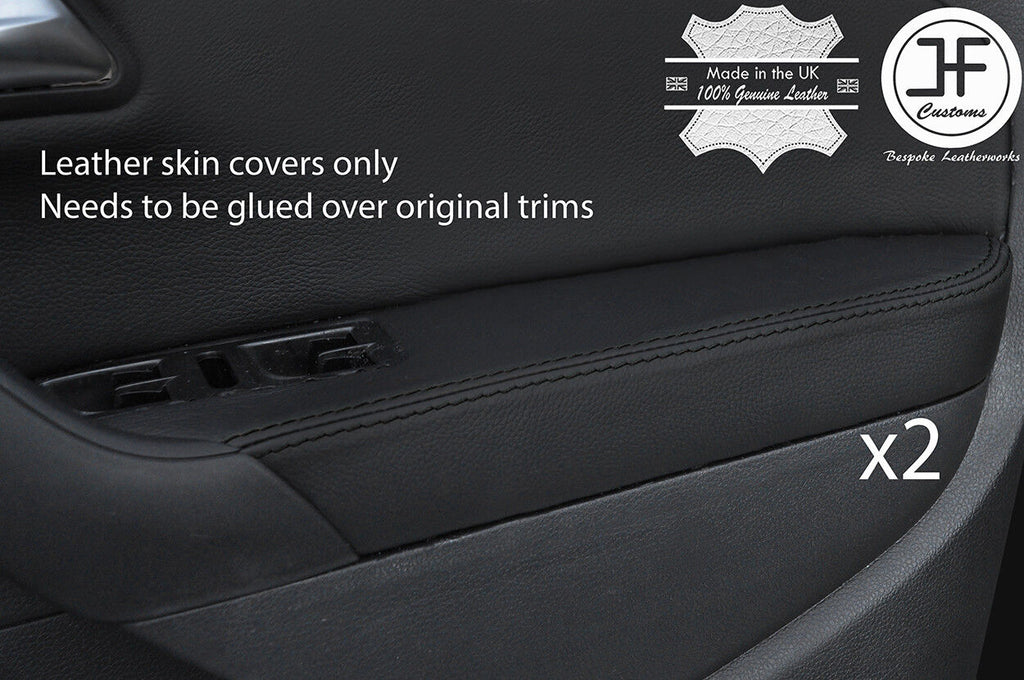 BLACK STITCH 2X FRONT DOOR ARMREST LEATHER COVERS FITS VW POLO MK8 09-16 5 DOOR