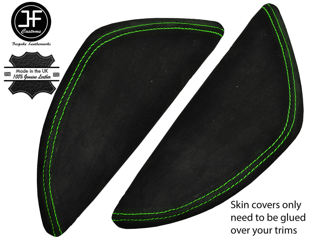 GREEN STITCH 2X DASH END SIDE TRIM SUEDE COVERS FITS VW T5 TRANSPORTER 03-11