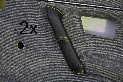 yellow stitch FITS VW GOLF MK2 II JETTA 2X DOOR HANDLE LEATHER COVERS