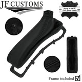 BLACK STITCH LEATHER HANDBRAKE GAITER + PLASTIC FRAME FITS ALFA ROMEO 156 03-06