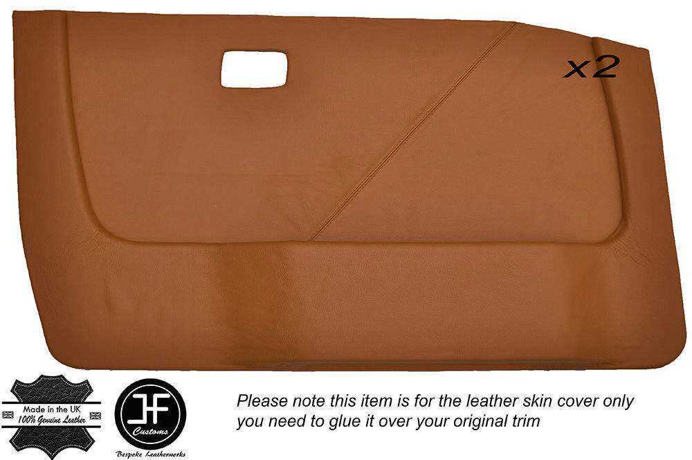 BROWN LEATHER 2X FRONT DOOR CARD COVERS FITS BMW 5 SERIES E28 1981-1987