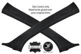 BLACK STITCHING 2X A PILLAR REAL SUEDE  COVERS FITS PEUGEOT 208 2012-2018