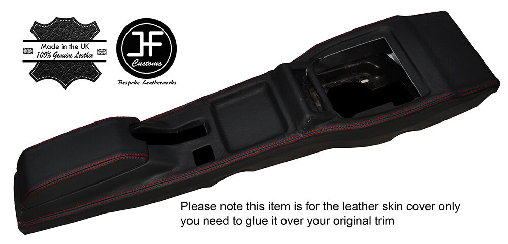 RED STITCH CENTRE CONSOLE & ARMREST LEATHER COVERS FITS FORD ESCORT MK5 90-96