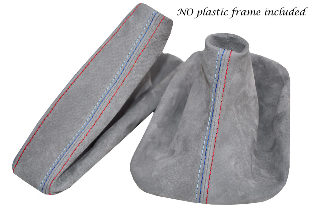LIGHT GREY SUEDE TRI STITCH GAITER MANUAL SET FITS BMW 3 SERIES E36 E46 1992-05