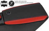 BLACK & RED GENUINE REAL LEATHER ARMREST LID COVER FITS FIAT BARCHETTA 95-05