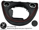 RED STITCH MANUAL GEAR SURROUND CARBON VINYL COVER FOR FIAT 500 2016-2019