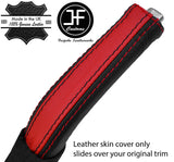 BLACK & RED   STRIPE LEATHER HANDBRAKE HANDLE COVER FITS VOLVO V40 2012-2018