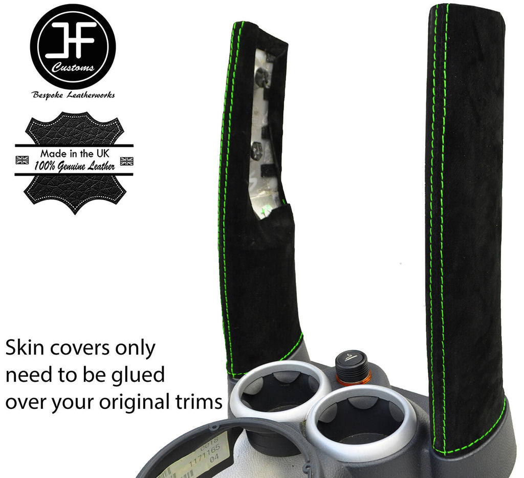GREEN STITCH 2X DOWN TUBES SUEDE COVERS FITS BMW MINI COOPER S R50 R53 01-06
