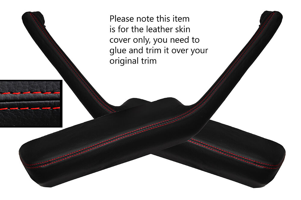 RED STITCH 2X DOOR HANDLE ARMREST SKIN COVERS FITS PONTIAC FIREBIRD 90-92