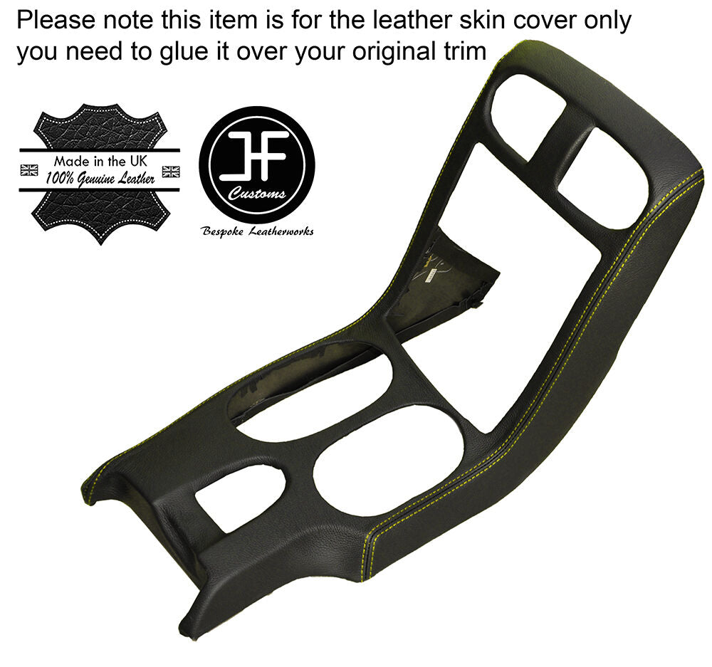 YELLOW STITCH CONSOLE SHIFT BEZEL SURROUND LEATHER COVER FITS CORVETTE C6 05-13