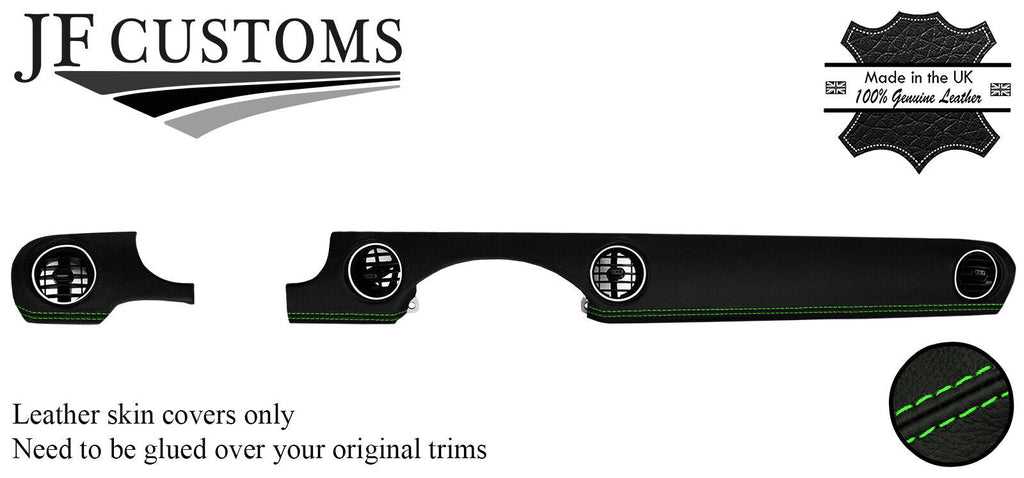 GREEN STITCH LEATHER 2X FRONT DASH TRIM COVERS FITS MAZDA MX5 MK3 NC 05-14