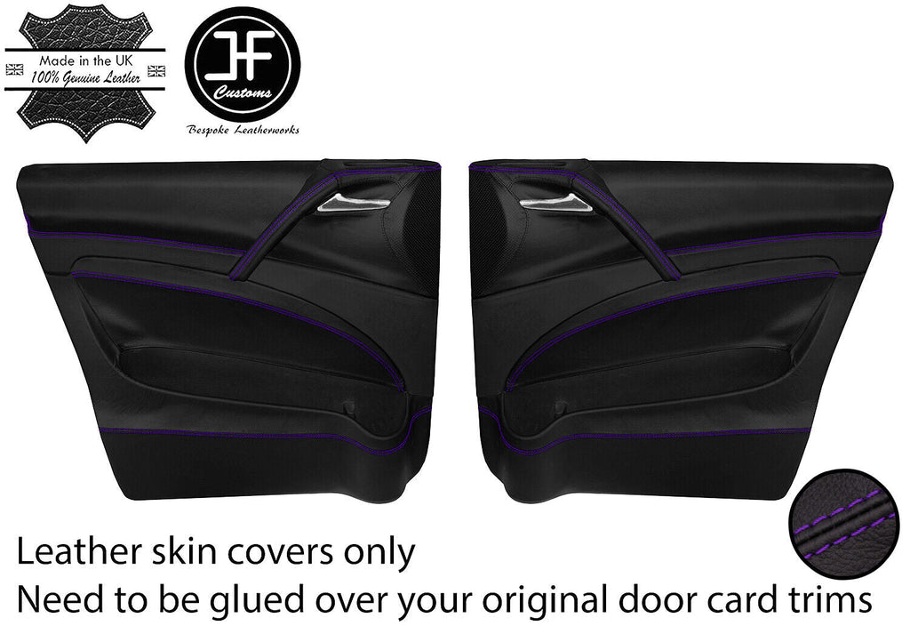 PURPLE STITCH 2X FULL DOOR CARD LEATHER COVERS FOR MERCEDES VITO VIANO 639 04-13