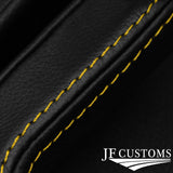 YELLOW STITCH LEATHER COVERED STEERING WHEEL TRIMS+FRAMES FOR FORD MUSTANG 10-14