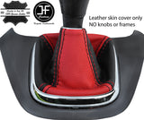 BLACK & RED REAL TOP GRAIN LEATHER MANUAL GEAR GAITER FITS HONDA CRV 06-12