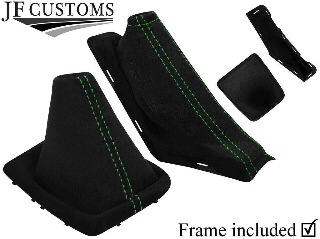 GREEN STITCH LUXE SUEDE GEAR+HANDBRAKE+PLASTIC FRAMES FOR FORD FOCUS MK2 08-11