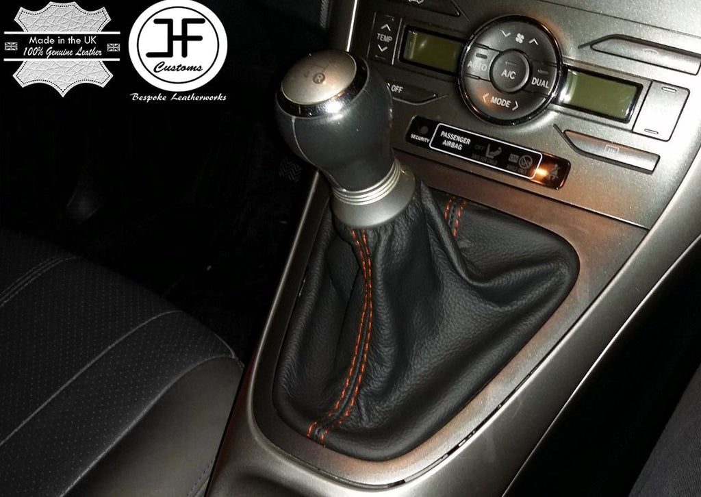 ORANGE STITCH REAL LEATHER GEAR GAITER SHIFT BOOT FITS TOYOTA AURIS 2007-2011